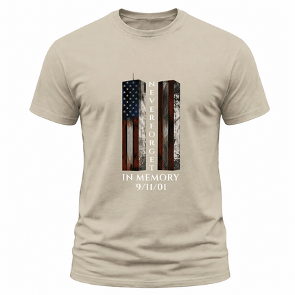 9/11 Never Forget Memorial Twin Towers American Flag Patriot Day T-Shirt