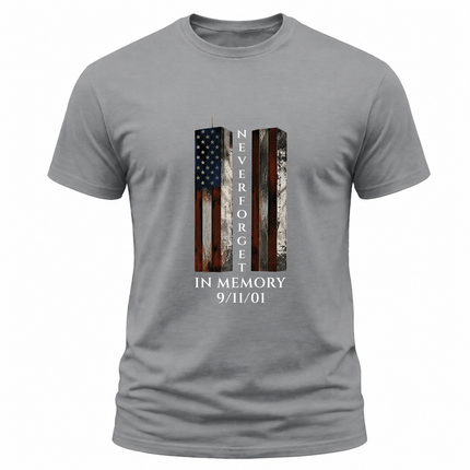 9/11 Never Forget Memorial Twin Towers American Flag Patriot Day T-Shirt