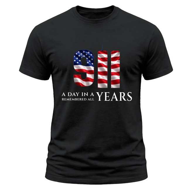 9/11 Memorial American Flag A Day Remembered Patriot Day T-Shirt