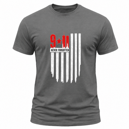 9/11 Never Forgotten Twin Towers American Flag Patriot Day Memorial T-Shirt