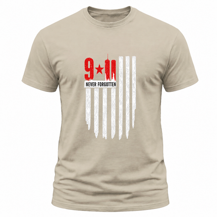 9/11 Never Forgotten Twin Towers American Flag Patriot Day Memorial T-Shirt