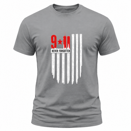 9/11 Never Forgotten Twin Towers American Flag Patriot Day Memorial T-Shirt