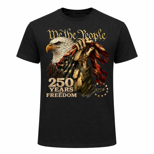 We The People Skeleton Hand Dog Tags Patriotic T-Shirt America 250