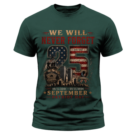 9/11 25th Anniversary Never Forget Patriot Day Memorial T-Shirt