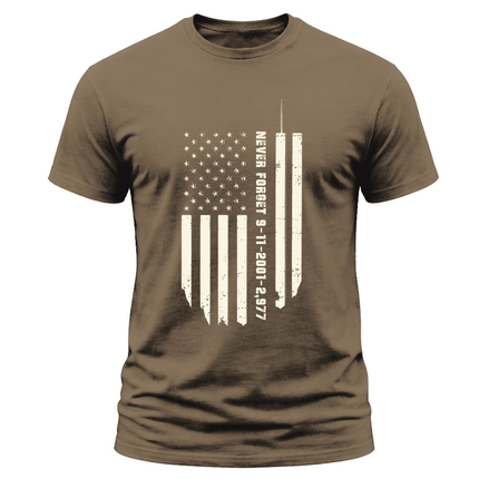 9/11 Never Forget Twin Towers American Flag Patriot Day Memorial T-Shirt