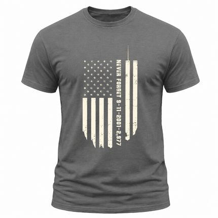 9/11 Never Forget Twin Towers American Flag Patriot Day Memorial T-Shirt