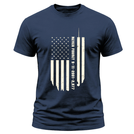 9/11 Never Forget Twin Towers American Flag Patriot Day Memorial T-Shirt
