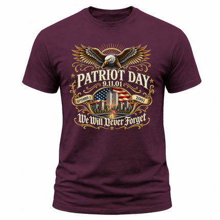 25th Anniversary Patriot Day 911 American Eagle Never Forget Memorial T-Shirt