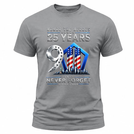 25th Anniversary Patriot Day 911 Honor The Heroes Memorial T-Shirt