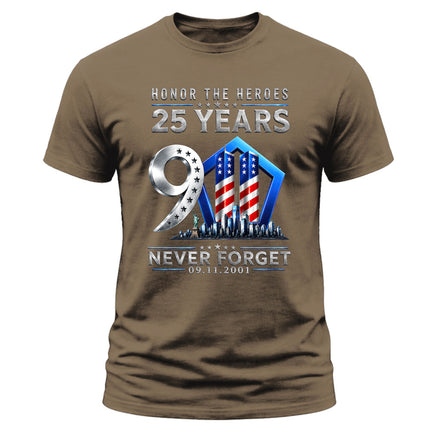 25th Anniversary Patriot Day 911 Honor The Heroes Memorial T-Shirt