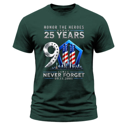 25th Anniversary Patriot Day 911 Honor The Heroes Memorial T-Shirt