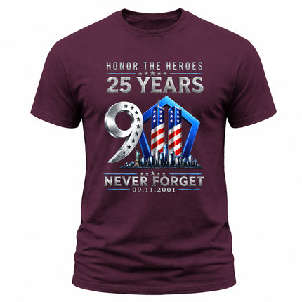 25th Anniversary Patriot Day 911 Honor The Heroes Memorial T-Shirt