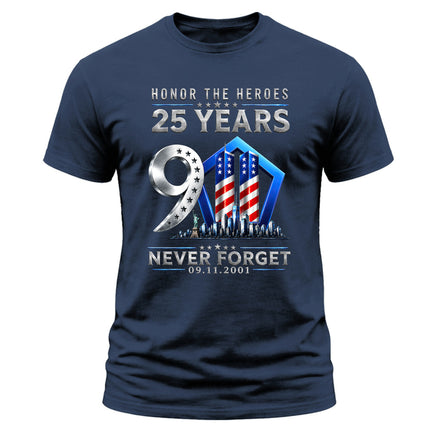 25th Anniversary Patriot Day 911 Honor The Heroes Memorial T-Shirt