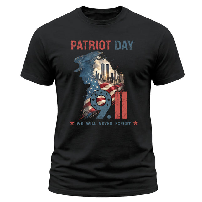 25th Anniversary Patriot Day 911 Police Officer Never Forget Memorial T-Shirt