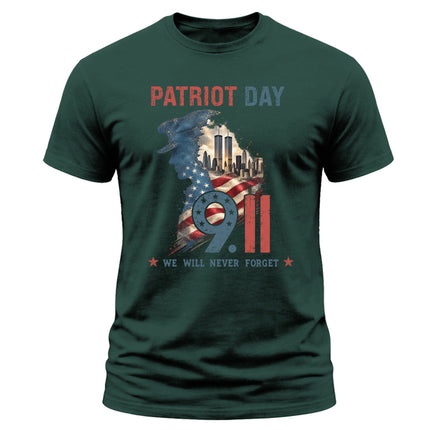 25th Anniversary Patriot Day 911 Police Officer Never Forget Memorial T-Shirt