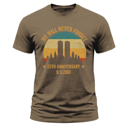 25th Anniversary Patriot Day 911 We Will Never Forget Twin Towers T-Shirt