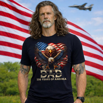 Personalized Kids Name 250 Years of America Patriotic T-Shirt