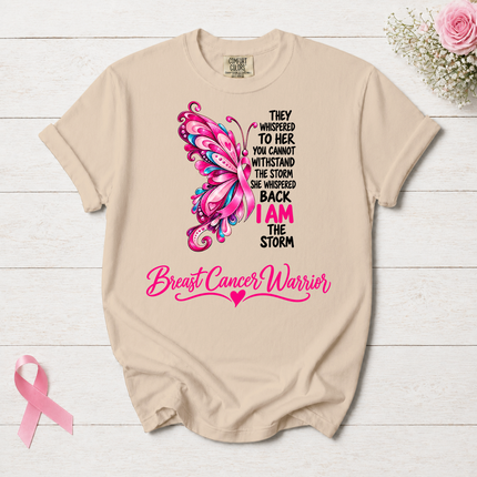 Comfort Colors Breast Cancer Awareness Warrior Butterfly I Am The Storm T-Shirt