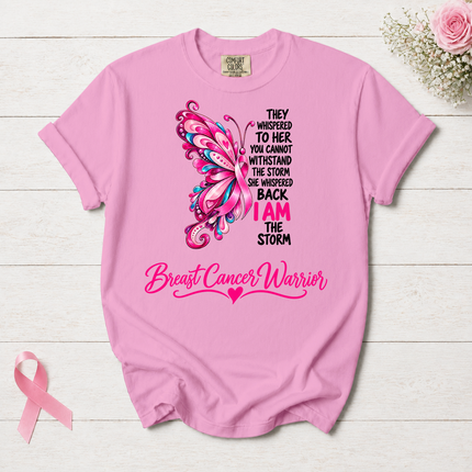 Comfort Colors Breast Cancer Awareness Warrior Butterfly I Am The Storm T-Shirt
