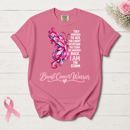 Comfort Colors Breast Cancer Awareness Warrior Butterfly I Am The Storm T-Shirt