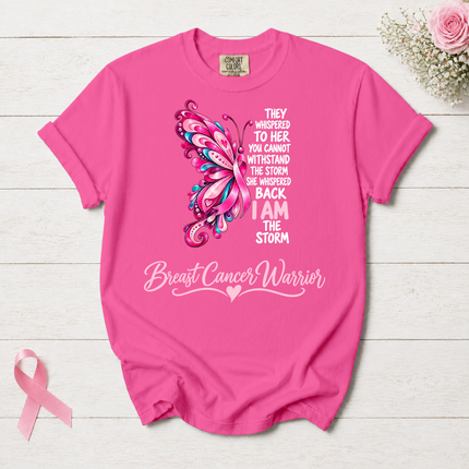 Comfort Colors Breast Cancer Awareness Warrior Butterfly I Am The Storm T-Shirt
