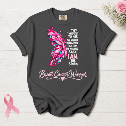 Comfort Colors Breast Cancer Awareness Warrior Butterfly I Am The Storm T-Shirt