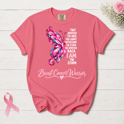 Comfort Colors Breast Cancer Awareness Warrior Butterfly I Am The Storm T-Shirt