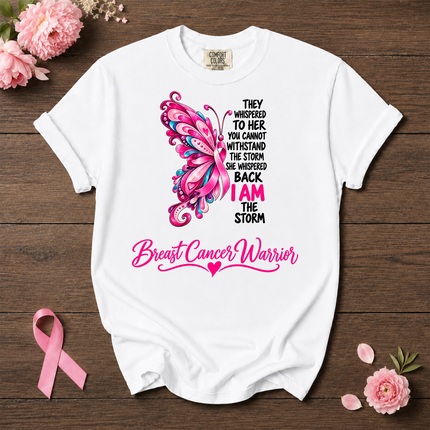 Comfort Colors Breast Cancer Awareness Warrior Butterfly I Am The Storm T-Shirt