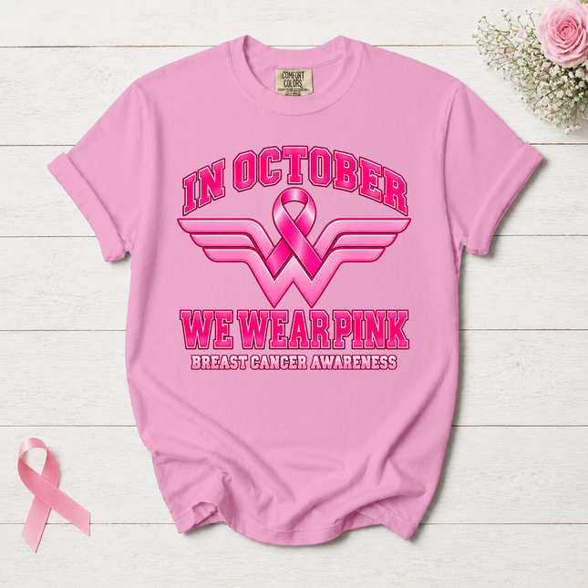 Comfort Colors Breast Cancer Awareness In October We Wear Pink Ribbon T-Shirt