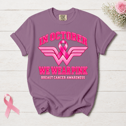 Comfort Colors Breast Cancer Awareness In October We Wear Pink Ribbon T-Shirt