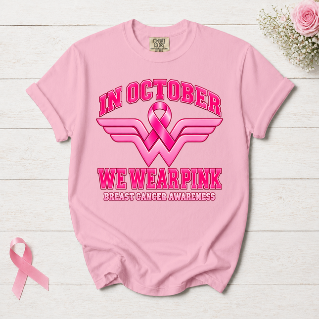Comfort Colors Breast Cancer Awareness In October We Wear Pink Ribbon T-Shirt