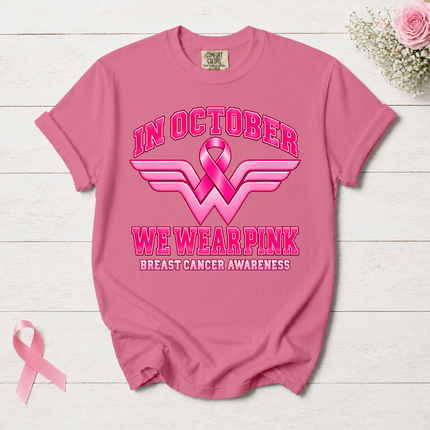 Comfort Colors Breast Cancer Awareness In October We Wear Pink Ribbon T-Shirt