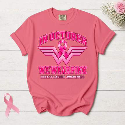 Comfort Colors Breast Cancer Awareness In October We Wear Pink Ribbon T-Shirt
