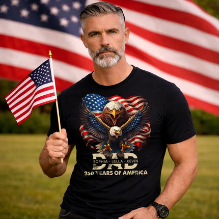 Personalized Kids Name 250 Years of America Patriotic T-Shirt