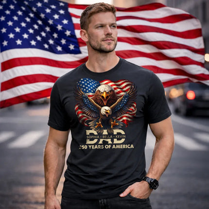 Personalized Kids Name 250 Years of America Patriotic T-Shirt