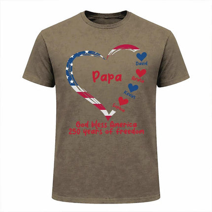 Personalized Kids Name Papa Mama Patriotic T-Shirt America 250