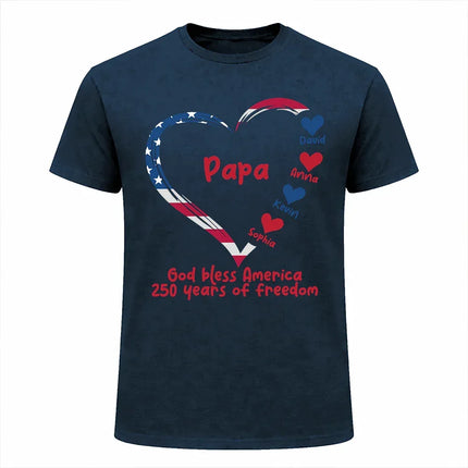 Personalized Kids Name Papa Mama Patriotic T-Shirt America 250