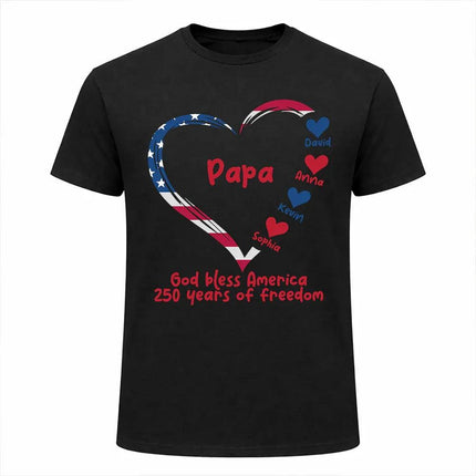 Personalized Kids Name Papa Mama Patriotic T-Shirt America 250