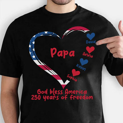 Personalized Kids Name Papa Mama Patriotic T-Shirt America 250