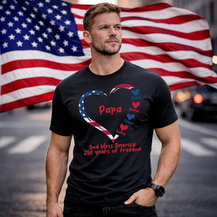 Personalized Kids Name Papa Mama Patriotic T-Shirt America 250
