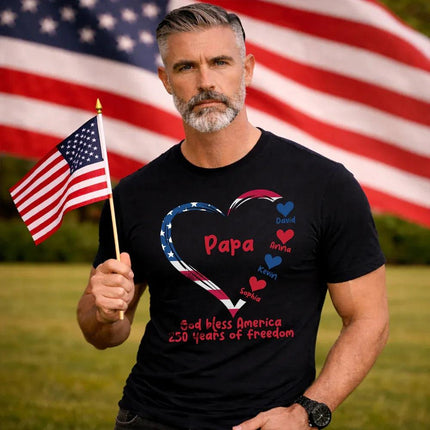 Personalized Kids Name Papa Mama Patriotic T-Shirt America 250