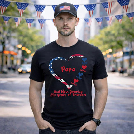 Personalized Kids Name Papa Mama Patriotic T-Shirt America 250