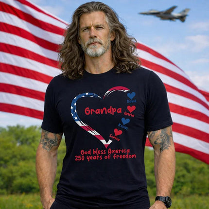 Personalized Kids Name Papa Mama Patriotic T-Shirt America 250