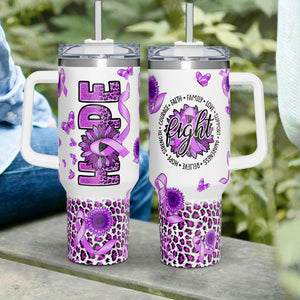 Hope Alzheimers Cancer Awareness 40oz Tumbler With Handle Lid and Straw