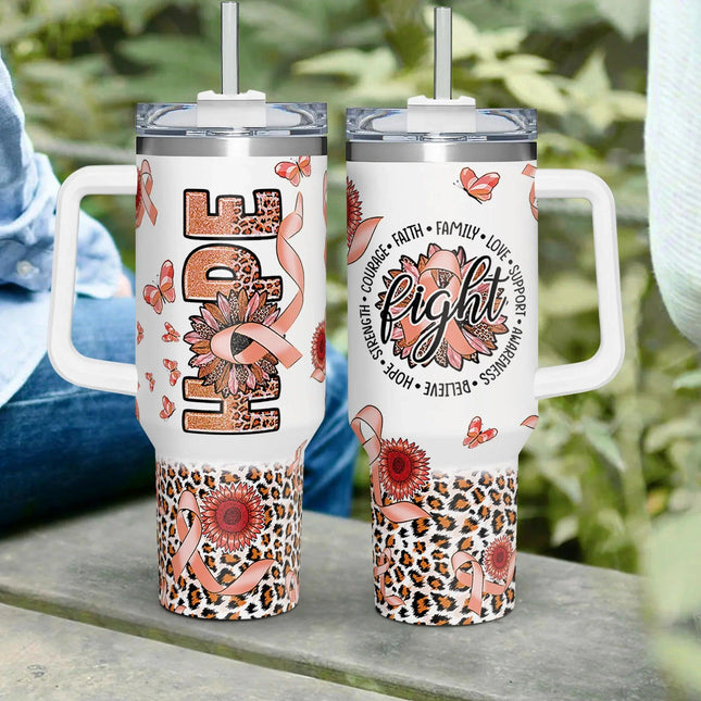Hope Uterine Cancer Awareness 40oz Tumbler With Handle Lid and Straw - Charming Present