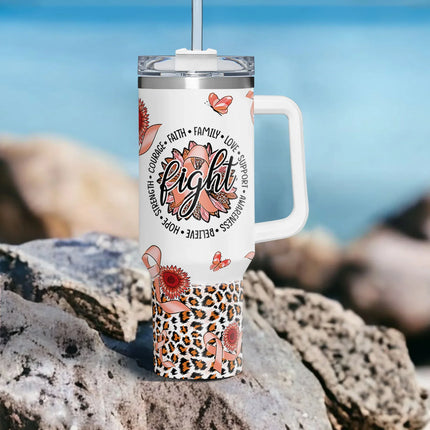 Hope Uterine Cancer Awareness 40oz Tumbler With Handle Lid and Straw - Charming Present