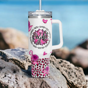 Hope Breast Cancer Awareness 40oz Tumbler With Handle Lid and Straw