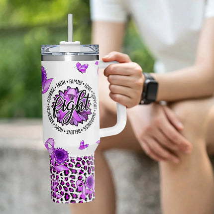 Hope Alzheimers Cancer Awareness 40oz Tumbler With Handle Lid and Straw - Charming Present
