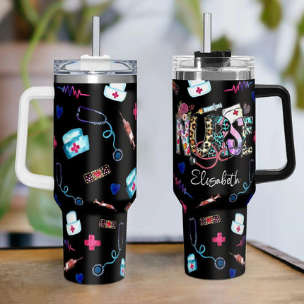 Personalized Nurse 40oz Tumbler - Gift For Nurse Version 2 - Charming Present