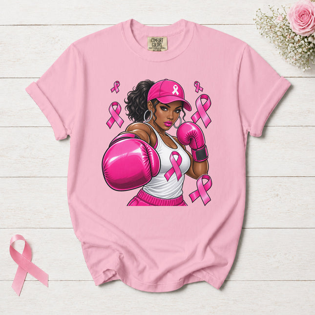 Comfort Colors Breast Cancer Awareness Fighter Pink Ribbon Boxing T-Shirt